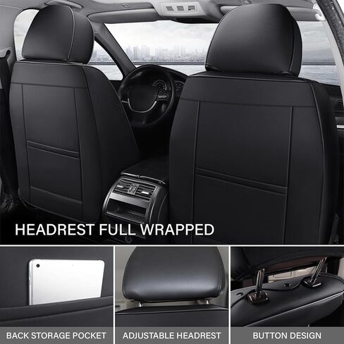 غطاء مقعد السيارة لتويوتا RAV4 2006-2024 ، غطاء مقعد رياضي مريح من Nappa Leather ، يسهل تثبيت أغطية مقعد السيارات مجموعة كاملة （Black & Gray） in Kuwait