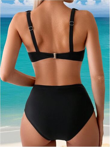 GORGLITTER Women's Triangle Bikini Sets Cheeky High Waisted Thong Swimsuits Metal Decor Bathing Suits Summer Swim Wear in Saudi Arabia