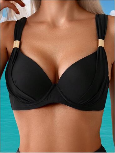 GORGLITTER Women's Triangle Bikini Sets Cheeky High Waisted Thong Swimsuits Metal Decor Bathing Suits Summer Swim Wear in Saudi Arabia