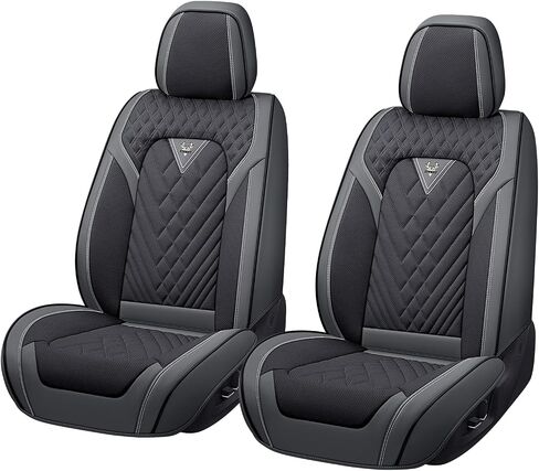 غطاء مقعد السيارة لتويوتا RAV4 2006-2024 ، غطاء مقعد رياضي مريح من Nappa Leather ، يسهل تثبيت أغطية مقعد السيارات مجموعة كاملة （Black & Gray） in Kuwait