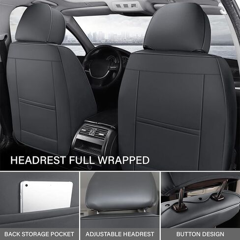 غطاء مقعد السيارة لتويوتا RAV4 2006-2024 ، غطاء مقعد رياضي مريح من Nappa Leather ، يسهل تثبيت أغطية مقعد السيارات مجموعة كاملة （Black & Gray） in Kuwait