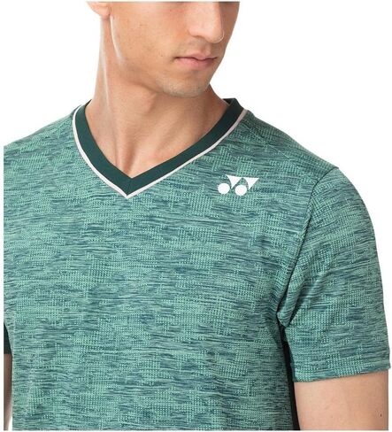 YONEX Men's Athletic Crew Neck Shirt, Slim Fit, Teal Green in Saudi Arabia