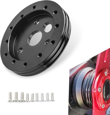 موصل قاعدة التوجيه 0.5 "لضبط السيارات ، 6 ثقوب إلى 3 ثقوب محول العجلة التوجيه ، إكسسوارات الإصلاح المحمولة ، Universal لمعظم السيارات (أسود) (أسود) in Kuwait