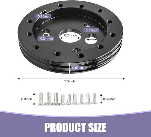 موصل قاعدة التوجيه 0.5 "لضبط السيارات ، 6 ثقوب إلى 3 ثقوب محول العجلة التوجيه ، إكسسوارات الإصلاح المحمولة ، Universal لمعظم السيارات (أسود) (أسود) in Kuwait