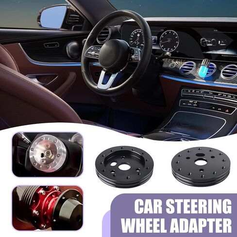 موصل قاعدة التوجيه 0.5 "لضبط السيارات ، 6 ثقوب إلى 3 ثقوب محول العجلة التوجيه ، إكسسوارات الإصلاح المحمولة ، Universal لمعظم السيارات (أسود) (أسود) in Kuwait