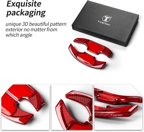 T-carbon Paddle Shifter Extensions Fits Mustang GT Ecoboost 2025; Real Glass Fiber Steering Wheel Paddles Shift Cover Trim Fits Mustang Dark Horse Mach-E 2023 2024 Gear Shift Accessories Glossy RED in Kuwait