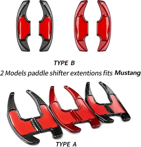 T-carbon Paddle Shifter Extensions Fits Mustang GT Ecoboost 2025; Real Glass Fiber Steering Wheel Paddles Shift Cover Trim Fits Mustang Dark Horse Mach-E 2023 2024 Gear Shift Accessories Glossy RED in Kuwait