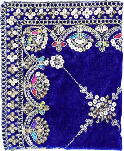 حصيرة زخرفية Aasan Velvet Pooja قطعة قماش زخرفية كبيرة للأغراض الهندية التقليدية التقليدية المهرجان بوجا ديكورات السنة الجديدة البند البند (الحجم: -20 بوصة × 12 بوصة) (أزرق) in Saudi Arabia