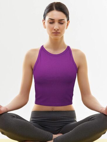 4 Pieces Basic Crop Tank Tops Women Racerback Crop Tops Cotton Sport for Girls Lady Daily Wearing in Saudi Arabia