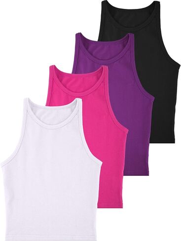 4 Pieces Basic Crop Tank Tops Women Racerback Crop Tops Cotton Sport for Girls Lady Daily Wearing in Saudi Arabia