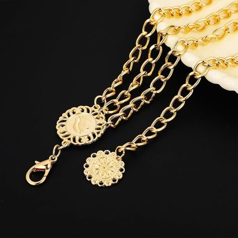Multilayer Metal Waist Chain Belt for Women, Fashion Adjustable Gold Belts for Woman Body Belly Chain for Women Dress Jeans Trousers Western Accessories for Female Gift for Friends Lover in Saudi Arabia