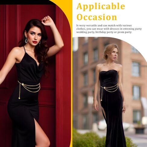 Multilayer Metal Waist Chain Belt for Women, Fashion Adjustable Gold Belts for Woman Body Belly Chain for Women Dress Jeans Trousers Western Accessories for Female Gift for Friends Lover in Saudi Arabia