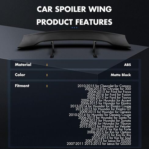 استبدال جناح المفسد الجذع الخلفي لشيفروليه كامارو 2010-2015 لكرايسلر 300 2006-2015 لفورد فوكس 2006-2015 لفورد فيوجن 2006-2016 لفورد توروس 2006-2015 Matte Black in Kuwait