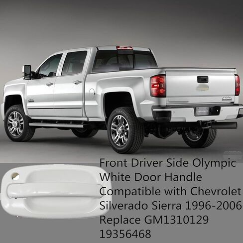 XQSMWF أولمبي أبيض السائق الجبهة اليسرى الباب المقبض GM1310129 19356468 متوافق مع Chevy Silverado Sierra Suburban Tahoe متوافق مع GMC Sierra Yukon 1996-2006 in Saudi Arabia