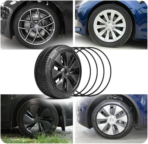 بالنسبة إلى حامي حافة عجلات Tesla 20in ، واقي Hubcaps للموديل 3/Y/X/S RIM RIM RING RINGS FOR TESLA (4pcs Black) in Kuwait