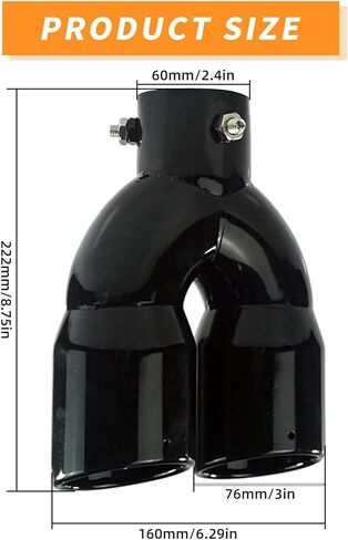 2Pcs Universal Dual Exhaust Tip - 2.5 inch Inlet, Adjustable for 2.5-3 inch OD Pipes, Curved Muffler Tip for Car Modification(Blue) in Kuwait