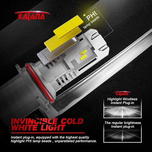 مصابيح إضاءة Katana H7، ضوء ضباب H7 لا يتطلب محول 6500K زينون أبيض فائق السطوع 1:1 حجم صغير، حزمة من 2 in Saudi Arabia