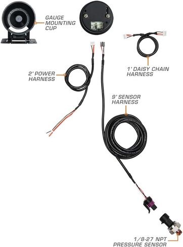 Glowshift Elite 10 Color 60 PSI Boost Gauge Kit - تشمل مستشعر الضغط الإلكتروني - الاتصال الهاتفي الأسود - عدسة ملونة - وظيفة استدعاء الذروة - لشاحنات الديزل - 2-1/16 "52 ملم in Saudi Arabia