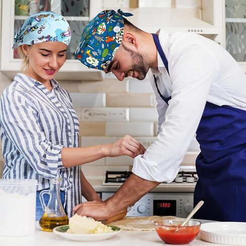 2Pcs Scrub Caps Women, Nursing Hats with Buttons & Sweatband Adjustable Bouffant Working Cap Surgery Cap Women in Kuwait