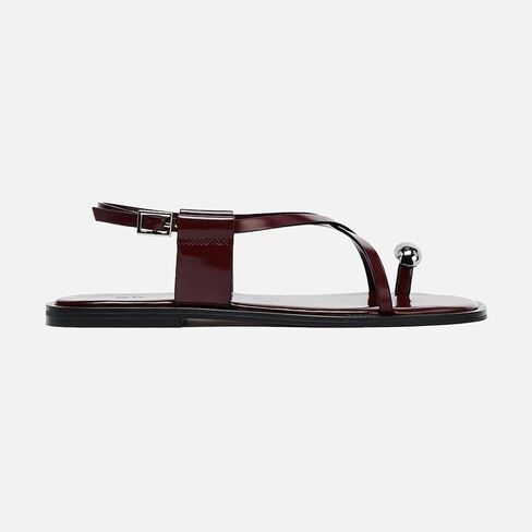 Lymphvity Women's Metal Toe Ring Strappy Flat Sandals Open Square Toe Gladiator Lace Up Sandals With Buckle Strap Casual Summer Beach Slides Sandal in Kuwait