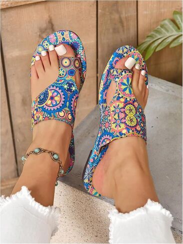 Floerns Women's Vacation Flat Sandals Toe Thong Slip on Bohemian Slides Sandal in Saudi Arabia