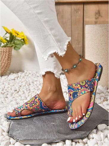 Floerns Women's Vacation Flat Sandals Toe Thong Slip on Bohemian Slides Sandal in Saudi Arabia
