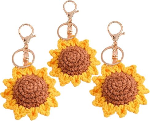 3PCS Cute Flower Key Chains, Handmade Weaving Keychain for Car Keys Wallet Purse Accessories in Kuwait
