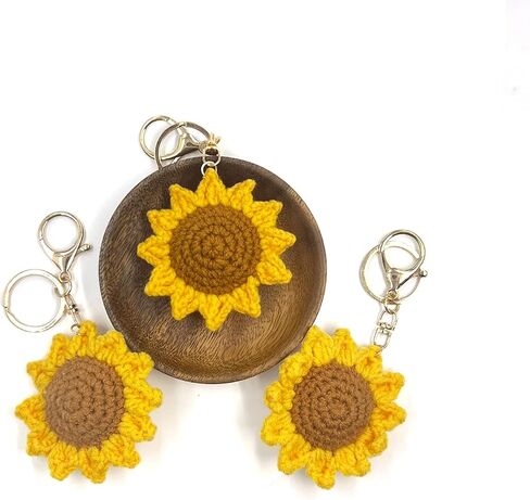 3PCS Cute Flower Key Chains, Handmade Weaving Keychain for Car Keys Wallet Purse Accessories in Kuwait