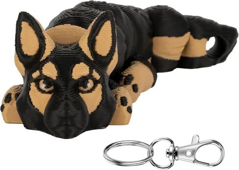 ثلاثية الأبعاد المطبوعة الألمانية Shepherd Dog Cheychain - 3D المطبوعة التعبير عن سلسلة مفاتيح تململ - هدية الكلب اللطيف - مشبك جراد البحر المعدني in Kuwait