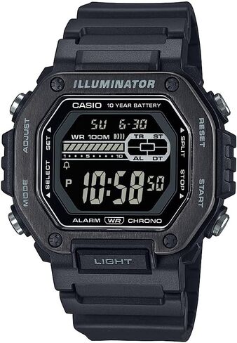 Casio MWD-110HB-1BVCF | الساعة الرقمية للرجال | أسود | 100m WR | فرقة الراتنج | إطار الفولاذ المقاوم للصدأ | الوقت المزدوج | مؤقت العد التنازلي | LED الخلفية الإضاءة | تقويم السيارات | أجهزة الإنذار المتعددة | بطارية 10 سنوات in Saudi Arabia
