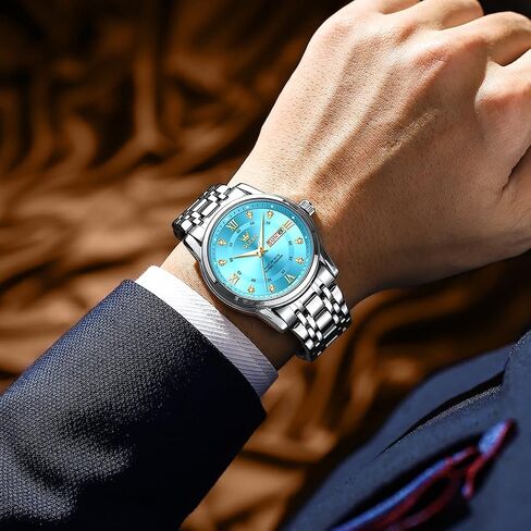 OLEVS Watch for Men Business Diamond Easy Read Men's Wrist Watches Analog Luxury Date Stainless Steel Waterproof Luminous Dress Mens Watches in Kuwait