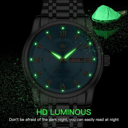 OLEVS Watch for Men Business Diamond Easy Read Men's Wrist Watches Analog Luxury Date Stainless Steel Waterproof Luminous Dress Mens Watches in Kuwait