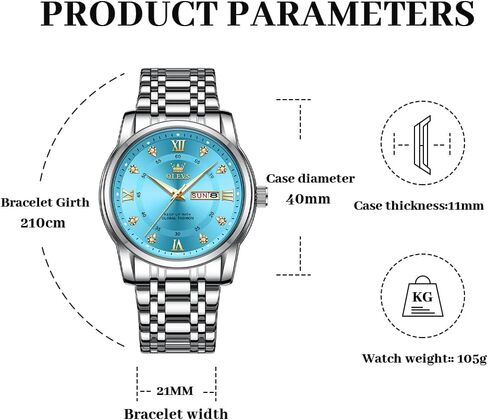 OLEVS Watch for Men Business Diamond Easy Read Men's Wrist Watches Analog Luxury Date Stainless Steel Waterproof Luminous Dress Mens Watches in Kuwait