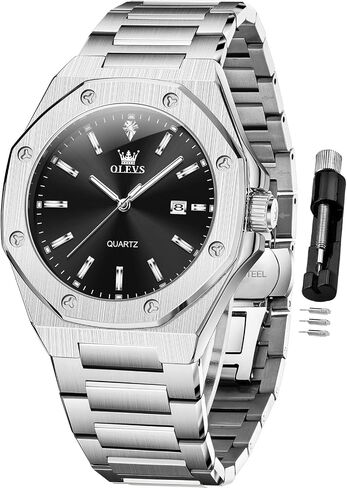 OLEVS Watch for Men Business Diamond Easy Read Men's Wrist Watches Analog Luxury Date Stainless Steel Waterproof Luminous Dress Mens Watches in Saudi Arabia