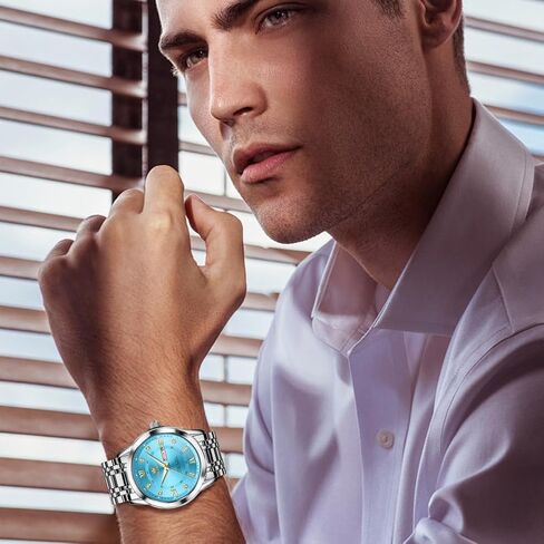 OLEVS Watch for Men Business Diamond Easy Read Men's Wrist Watches Analog Luxury Date Stainless Steel Waterproof Luminous Dress Mens Watches in Kuwait
