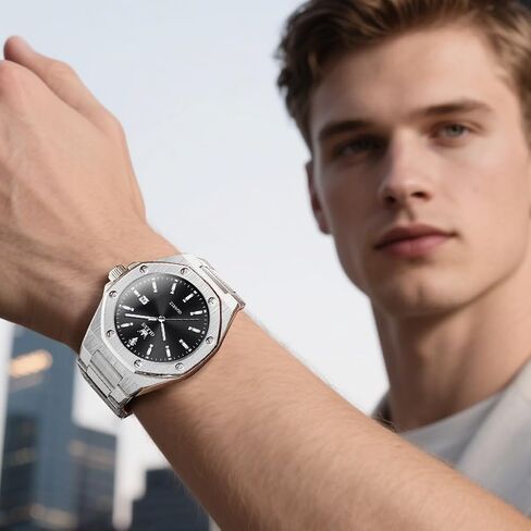 OLEVS Watch for Men Business Diamond Easy Read Men's Wrist Watches Analog Luxury Date Stainless Steel Waterproof Luminous Dress Mens Watches in Saudi Arabia