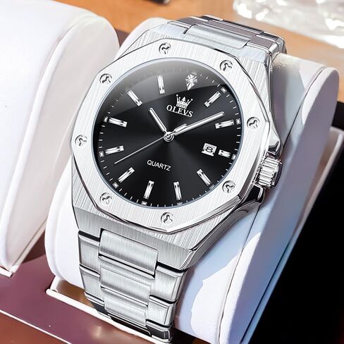 OLEVS Watch for Men Business Diamond Easy Read Men's Wrist Watches Analog Luxury Date Stainless Steel Waterproof Luminous Dress Mens Watches in Saudi Arabia