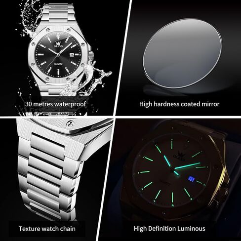 OLEVS Watch for Men Business Diamond Easy Read Men's Wrist Watches Analog Luxury Date Stainless Steel Waterproof Luminous Dress Mens Watches in Saudi Arabia