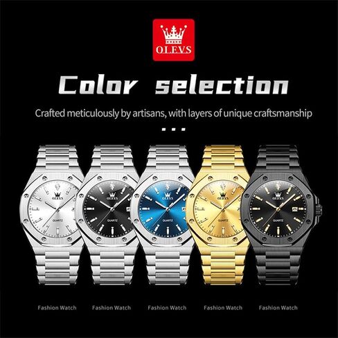 OLEVS Watch for Men Business Diamond Easy Read Men's Wrist Watches Analog Luxury Date Stainless Steel Waterproof Luminous Dress Mens Watches in Saudi Arabia