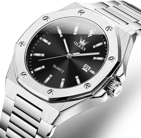 OLEVS Watch for Men Business Diamond Easy Read Men's Wrist Watches Analog Luxury Date Stainless Steel Waterproof Luminous Dress Mens Watches in Saudi Arabia