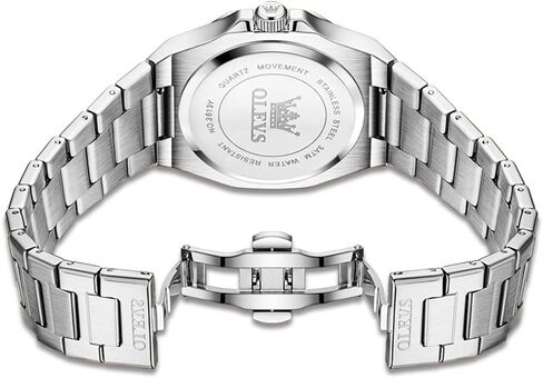 OLEVS Watch for Men Business Diamond Easy Read Men's Wrist Watches Analog Luxury Date Stainless Steel Waterproof Luminous Dress Mens Watches in Saudi Arabia