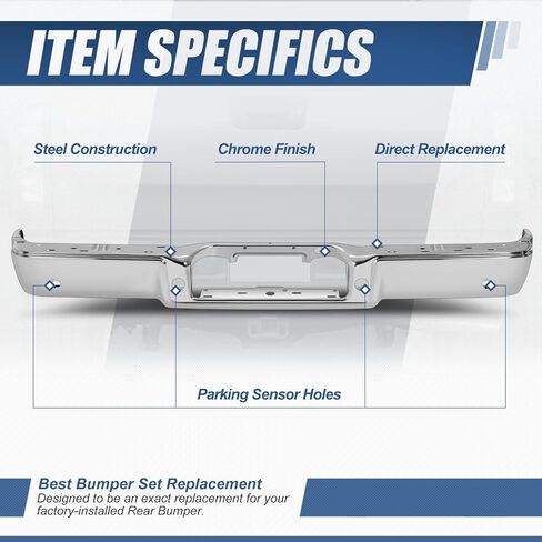 Auto Dynasty Rear Bumper Step Bar Replacement Compatible with 2004-2008 Ford F-150 Lincoln Mark LT, Non Parking Sensor Holes, FO1102361, Paint to Match (Primered) Black, 04 05 06 07 08 in Saudi Arabia