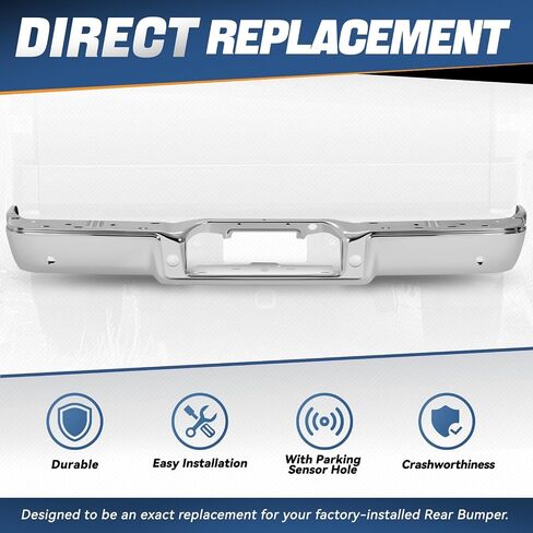Auto Dynasty Rear Bumper Step Bar Replacement Compatible with 2004-2008 Ford F-150 Lincoln Mark LT, Non Parking Sensor Holes, FO1102361, Paint to Match (Primered) Black, 04 05 06 07 08 in Saudi Arabia