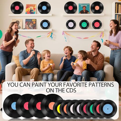 12 PCS فارغة سجلات الفينيل ديكور- 12 بوصة و 7 بوصة سجلات خمر مزيفة لـ Indie Hippie Room Wall جمالية ديسكو 80s زخارف الحفلات الرجع in Saudi Arabia