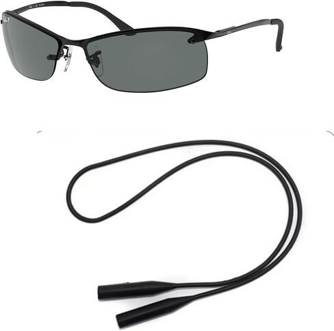 Ray-Ban RB3183 Sunglasses Bundle: RB 3183 RB3183 002/81 Black Grey and Universal Anti-slip Silicone Leash in Kuwait