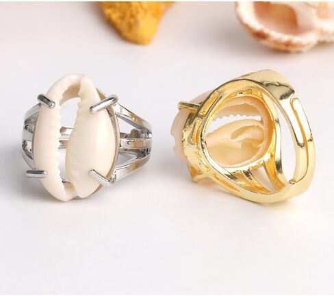 Mrotrida Shell Ring for Women Fashion Natural Sea Shell Finger Rings Bohemian Midi Rings in Kuwait