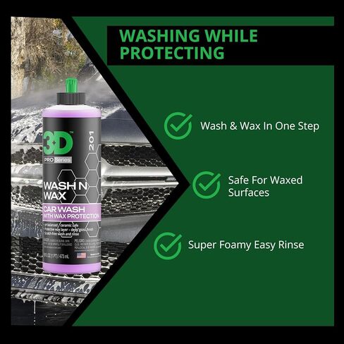 3D Wash N Wax Car Wash Soap - pH Balanced, Easy Rinse, Scratch Free Soap with Wax Protection - 1 Gallon in Saudi Arabia