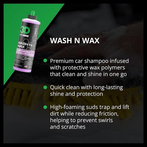 3D Wash N Wax Car Wash Soap - pH Balanced, Easy Rinse, Scratch Free Soap with Wax Protection - 1 Gallon in Saudi Arabia