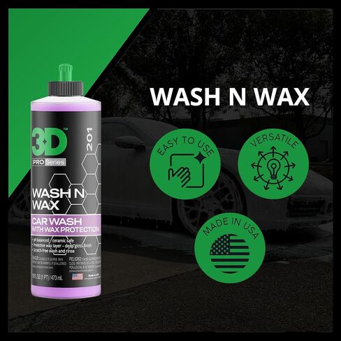 3D Wash N Wax Car Wash Soap - pH Balanced, Easy Rinse, Scratch Free Soap with Wax Protection - 1 Gallon in Saudi Arabia