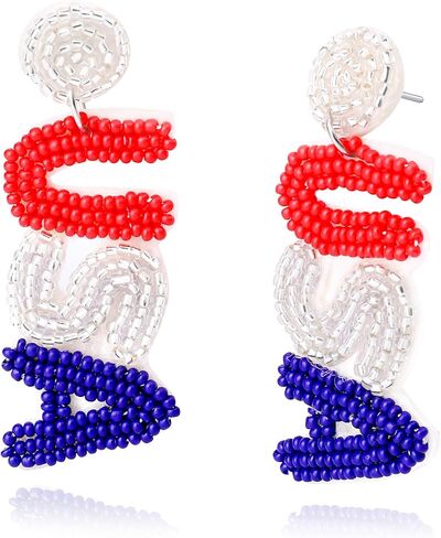 Artlunar USA Patriotic Earrings for Women Red White Blue Cute Dangle Earrings for Independence Day Jewelry Gifts 4th of July Accessories in Saudi Arabia